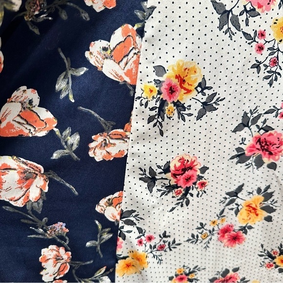 Mlle Gabrielle Asymmetrical Patchwork Print Dress Floral VNeck Spaguetti Strap L - Picture 11 of 15